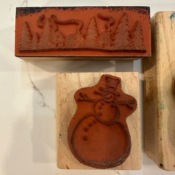 Wooden Stamps Holidays Christmas Qty 5  Vintage Stenciling - Picture 7 of 10